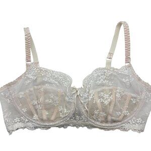 Elle McPherson Intimates White Lace Underwire Bra 36D Adjustable Straps E75-261